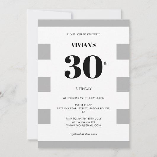 雨誇りを持ったの日の30歳の誕生日の女性 招待状 (裏面)