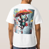 雨走中の猫のtシャツ tシャツ (裏面)