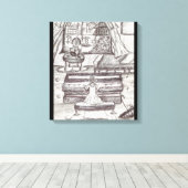 雨遊の日のピアノPenスケッチ キャンバスプリント (インサイチュ (ウッドフロア))