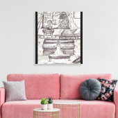 雨遊の日のピアノPenスケッチ キャンバスプリント (インサイチュ (リビング))