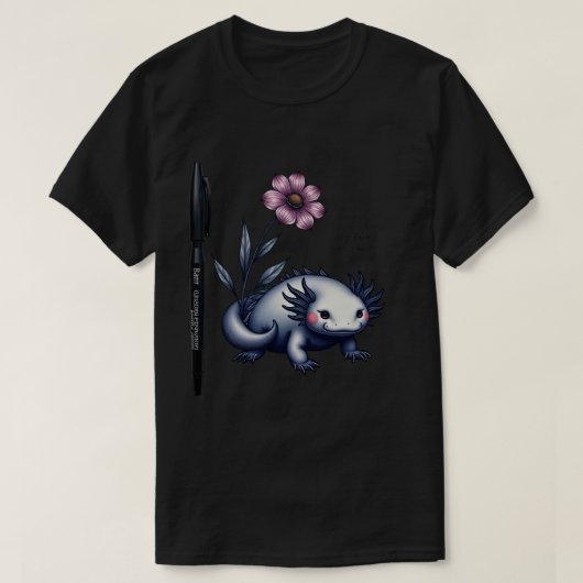 雨降らず Poetcore Axolotl ジャーナルイラスト Tシャツ (デザイン正面)