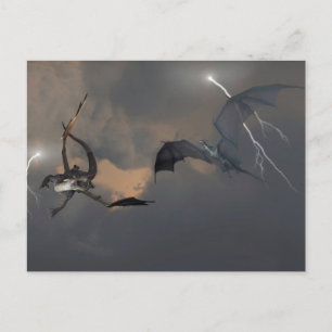 雨雲で戦うドラゴン ポストカード