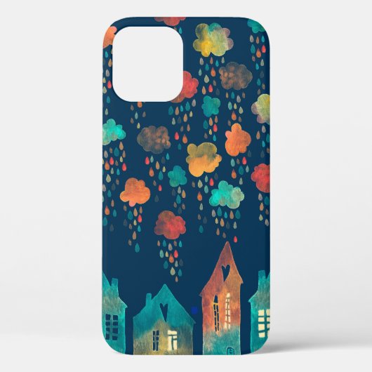 雨雲の下の街とシームレスな模様 Case-Mate iPhoneケース (裏面)