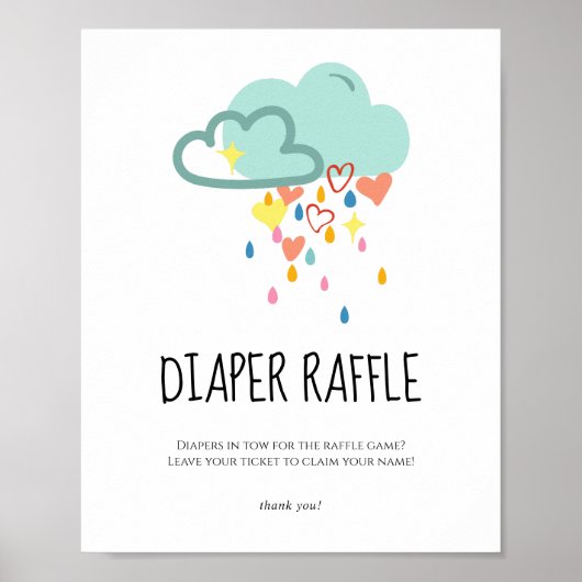 雨雲の女の子おむつラッフルサイン ポスター (正面)