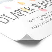 雨雲の女の子の赤ちゃんシャワーおむつラッフルサイン ポスター (角)