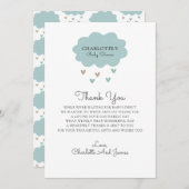 雨雲ブルーベビーシャワーありがとう サンキューカード (正面/裏面)