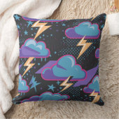 雨雲、稲妻ボルト、星模様 クッション (ブランケット)