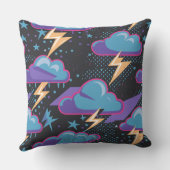 雨雲、稲妻ボルト、星模様 クッション (裏面)