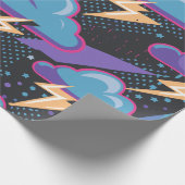 雨雲、稲妻ボルト、星模様 ラッピングペーパー (角)