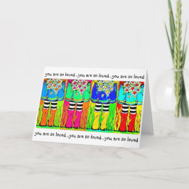 雨靴とデイジー、春、水たまりが幸せ カード