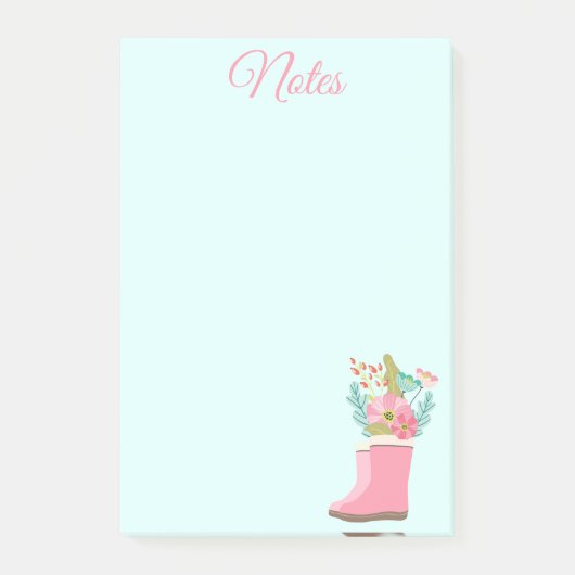 雨靴と花のノート ポストイット (正面)