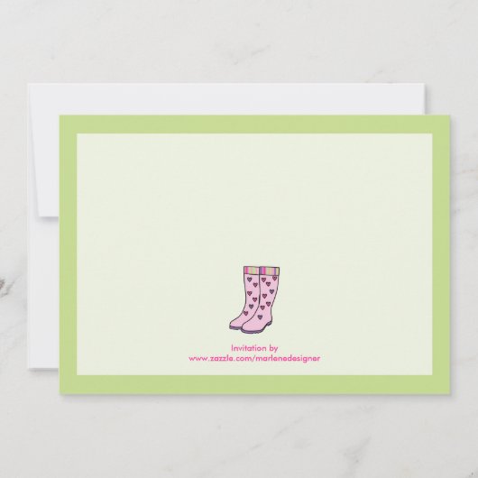 雨靴のブライダルシャワーの招待状 招待状 (裏面)