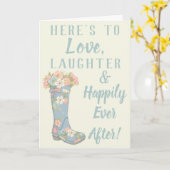 雨靴のブライダルシャワーの挨拶状 カード (黄色い花)