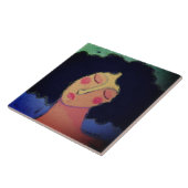 雨髪日抽象芸術ポートレートの女性 タイル (側面)