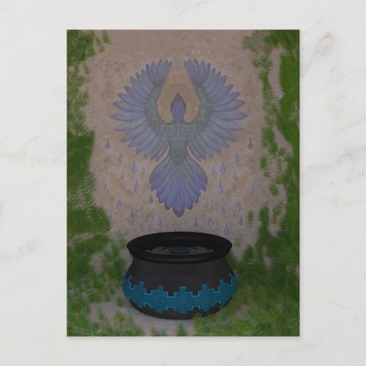 雨鳥ミックスメディアアート ポストカード (正面)