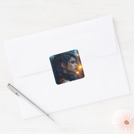 雨10代のの中 スクエアシール (封筒)