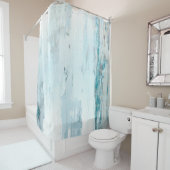 「雨」はティール（緑がかった色）およびベージュ抽象美術を落とします シャワーカーテン (インサイチュ)