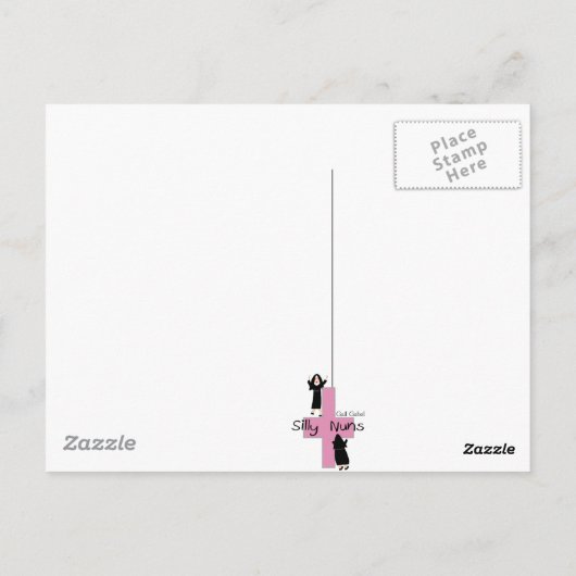 雨"を期待している傘を持つ尼僧" ポストカード (裏面)