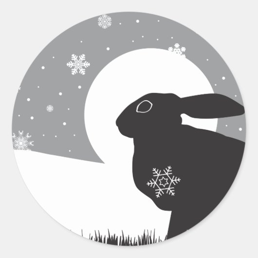 雪うさぎ ラウンドシール (正面)