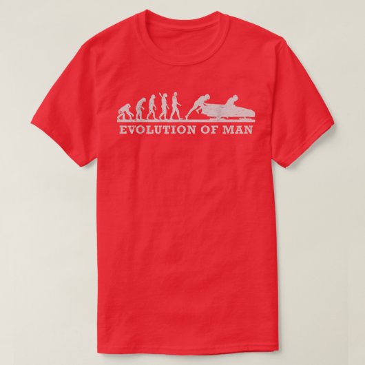 雪おもしろいそり進化人 Tシャツ (デザイン正面)