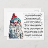 雪おもしろいふくろうからの休日の生存のヒント ポストカード (正面/裏面)