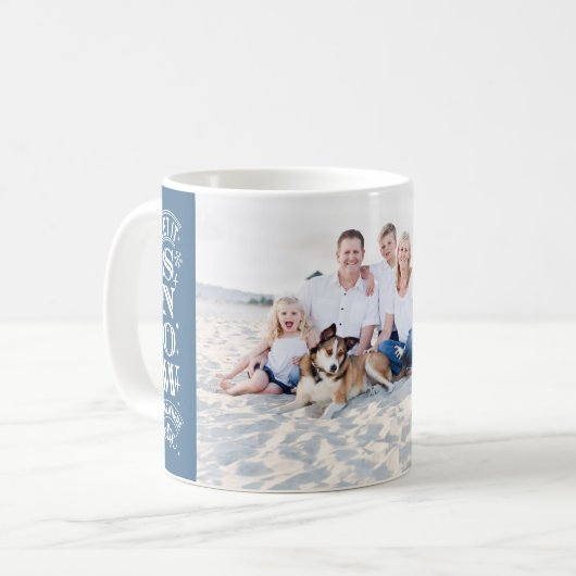 雪おもしろいビーチ写真クリスマス コーヒーマグカップ (正面左)