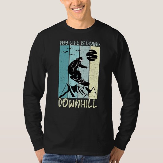 雪おもしろい板T型ダウンヒルウィンタースポーツL Tシャツ (正面)