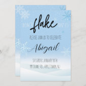 雪おもしろい片の冬をテーマにした誕生日パーティー 招待状 (正面/裏面)