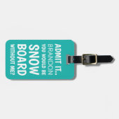 雪おもしろい盤 |ティール(緑がかった色)ウィンタースポーツ旅行 ラゲッジタグ (正面横)