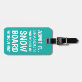 雪おもしろい盤 |ティール(緑がかった色)ウィンタースポーツ旅行 ラゲッジタグ