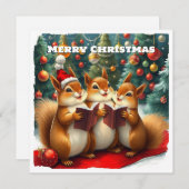 雪おもしろい自然ウッドランド動物クリスマス シーズンカード (正面/裏面)