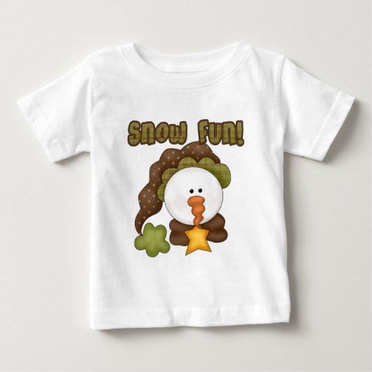 雪おもしろい雪だるまプリムカントリー ベビーTシャツ (正面)