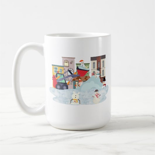 雪おもしろい雪雪だるま コーヒーマグカップ (左)