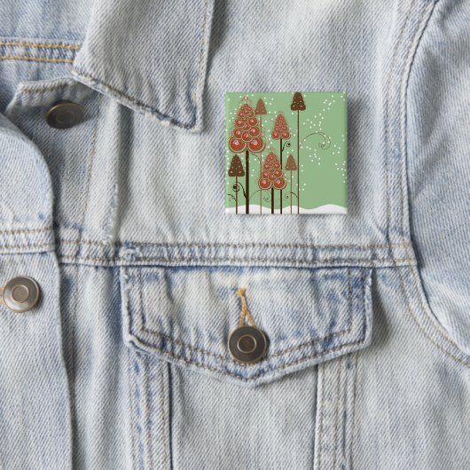 雪お洒落のクリスマスツリーズホリデーボタン 缶バッジ (インサイチュ)