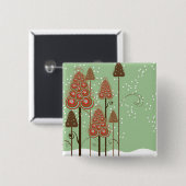 雪お洒落のクリスマスツリーズホリデーボタン 缶バッジ (正面&裏面)