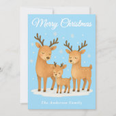 雪お洒落の中のトナカイ一家 シーズンカード (正面)