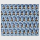 雪お洒落の冬の美しい馬 ラッピングペーパー (フラット)