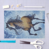 雪お洒落の冬の美しい馬 薄葉紙 (クラフト)