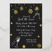 雪お洒落クリスマスホリデーウィンターパーティー 箔招待状 (正面)