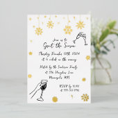 雪お洒落クリスマスホリデーウィンターパーティー 箔招待状 (立ち正面)