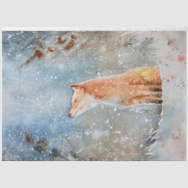 雪お洒落林クリスマスの水彩キツネ 薄葉紙