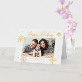 雪お洒落片ハッピーホリデー写真 箔シーズンカード (蘭)