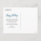 雪お洒落片ブルーハッピーホリデイズ写真 シーズンポストカード (裏面)