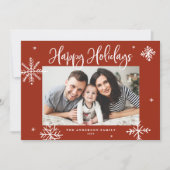 雪お洒落片レッドハッピーホリデイズ写真 シーズンカード (正面)