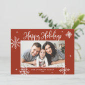 雪お洒落片レッドハッピーホリデイズ写真 シーズンカード (スタンド正面)