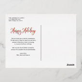 雪お洒落片レッドハッピーホリデイズ写真 箔シーズンポストカード (裏面)