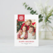 雪お洒落片レッドホリデーフォトポストカード シーズンポストカード (スタンド正面)