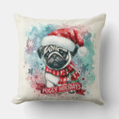 雪お洒落片 – ，パ魅力的グ・ドッグ・クリスマス クッション (正面)