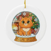 雪お洒落球クリスマスの風刺猫 セラミックオーナメント (裏面)