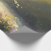 雪お洒落白フクロウ山花のデコページ ラッピングペーパー (角)